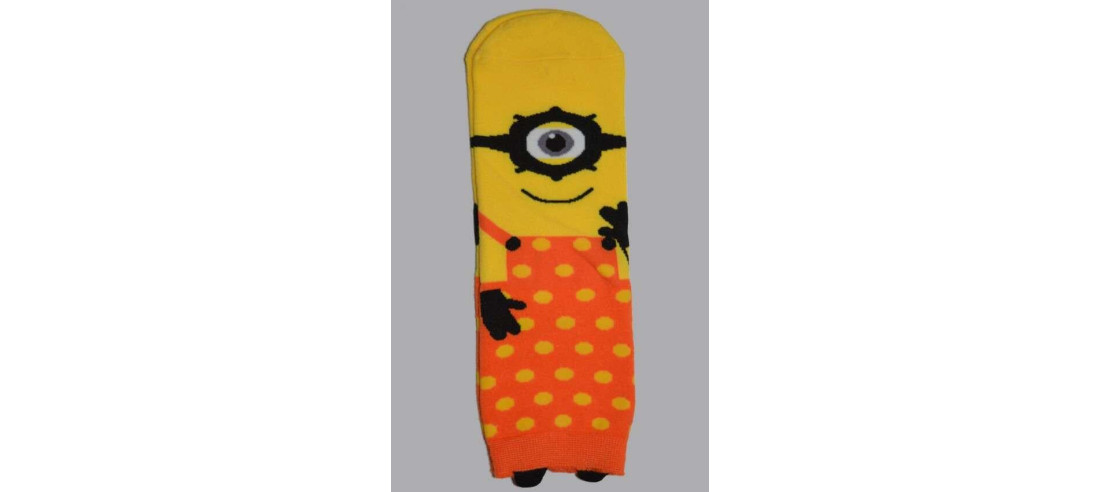 Chaussettes Minions Cyclopes orange à pois