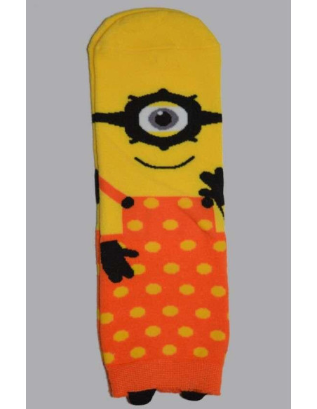 Chaussettes Minions Cyclopes orange à pois
