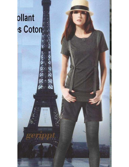 Collant Cronert Coton à Cote Gris