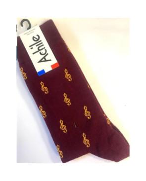 chaussettes achile clé de sol bordeaux