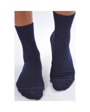 Chaussettes hiver sans compression pure laine et coton bio marine