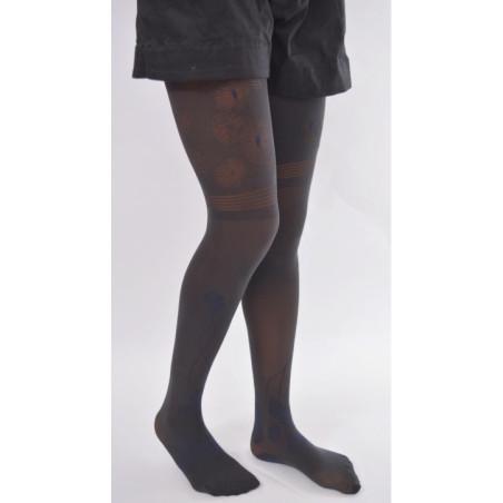 Collant opaque fantaisie Berthe aux grands pieds Feux d'artifices gris