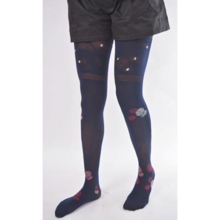 collant opaque fantaisie marine Berthe aux grands Pieds feux d'artifices