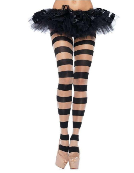 Collant Leg Avenue Rayures Noires et Transparent