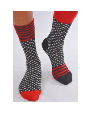 chaussettes laine Berthe aux grands pieds pois asymétriques