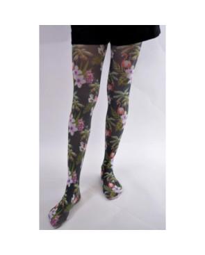 collant opaque imprimé Flamant roses et fleurs