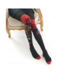 Collant Hiver Montaka Fil de Joie noir fleurie