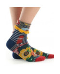 Chaussettes Revers Dub et Drino Vintage rayures Fleuries