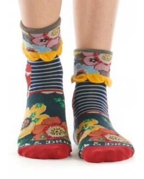 Chaussettes Revers Dub et Drino Vintage rayures Fleuries