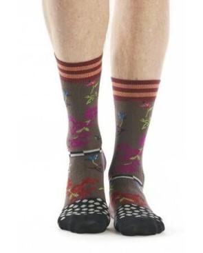 Chaussettes Fantaisie Homme Dub et Drino Kaki fleuri Precious