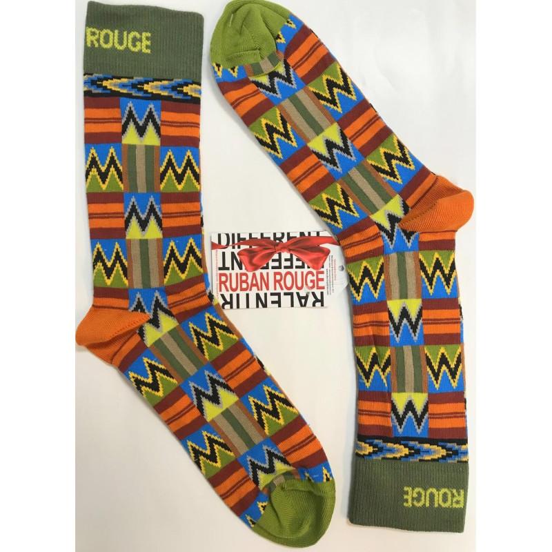 Chaussettes Ruban Rouge Patchwork Africain