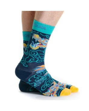 Chaussettes-Dragon-Bleues-Ruban-rouges- Rubah10