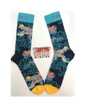 Chaussettes Ruban Rouge homme Dragon Bleu