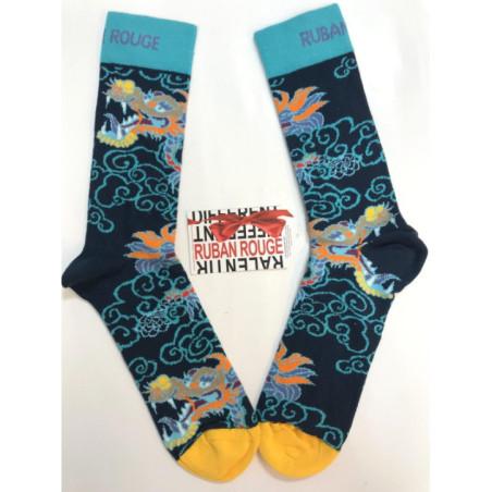 Chaussettes Ruban Rouge homme Dragon Bleu