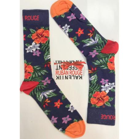 Chaussettes ruban rouge orchidées
