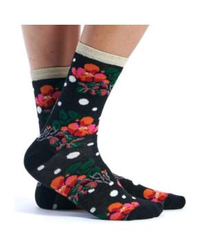 Chaussettes Pois et orchidées Ruban Rouge