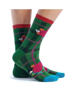 Chaussettes Ruban Rouge verte tartan rose