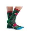 Chaussettes Ruban Rouge verte tartan rose