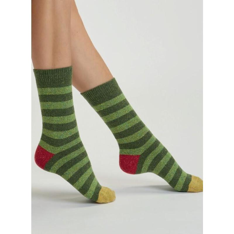 Chaussettes laine et soie rayures fantaisie San Giacomo