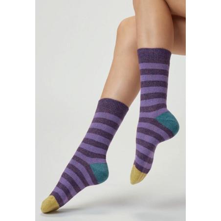 Chaussettes laine et soie rayures fantaisie San Giacomo