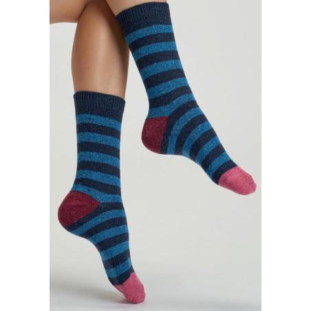 Socquette Fil Berthe aux grand pieds vagues Assorties