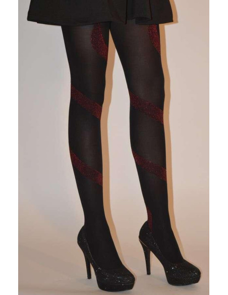 Collant spirale lurex festif rouge