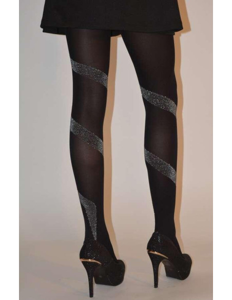 Collant spirale lurex festif argenté