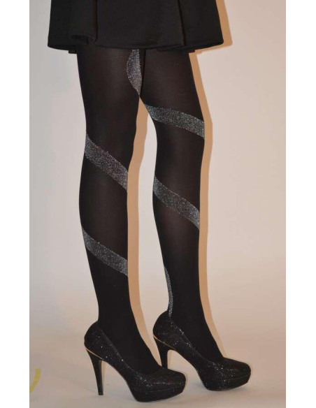 Collant spirale lurex festif argenté av