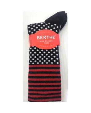 chaussettes hiver laine et coton Berthe aux grands Pieds Plumetis à pois asymétrique