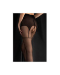 Collant Noir Effet Porte jarretelle Ouvert Fiore