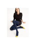 Collant Retro Blue noir losanges Cobalt