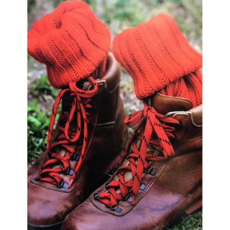 chaussettes de randonnée laine cotelée rouge