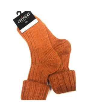 grosse chaussettes à cotes en bonne laine épaisse orange Cronert
