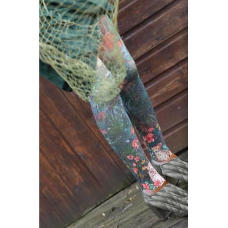 Collant asymétrique tatouage bête fauve