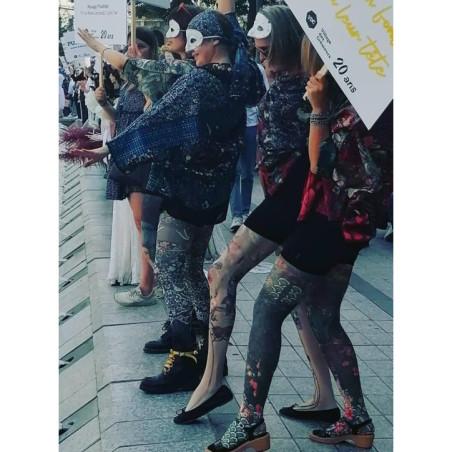 Collant asymétrique tatouage bête fauve