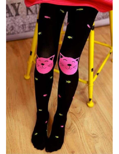 Collant Chat et petits  poissons