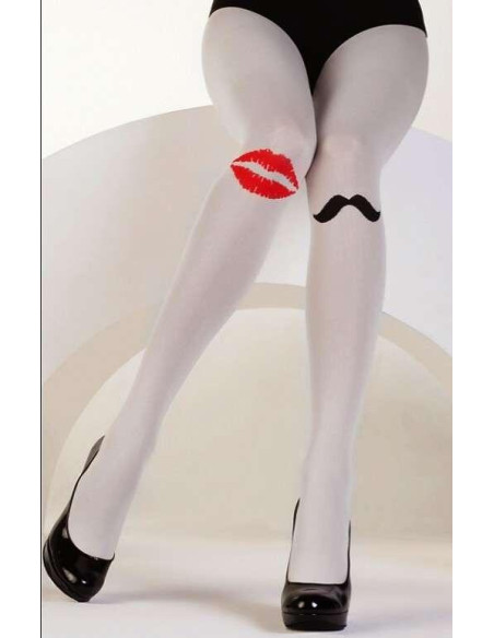 Collant rigolo bisoux moustaches
