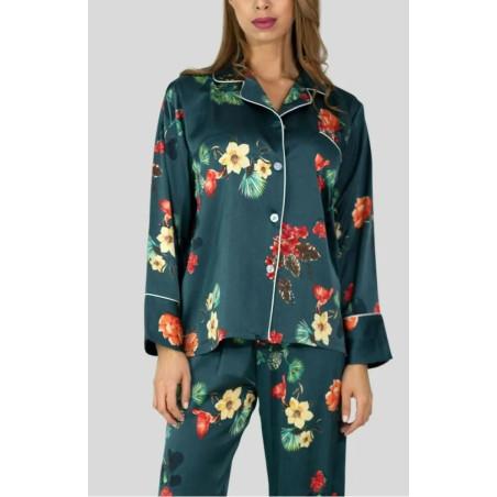 Pyjama Satin HN vert fleuri