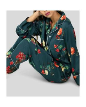 Pyjama HN Satin imprimé fleurs Verdies