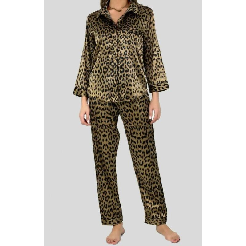 Pyjama Satin imprimé Leopard