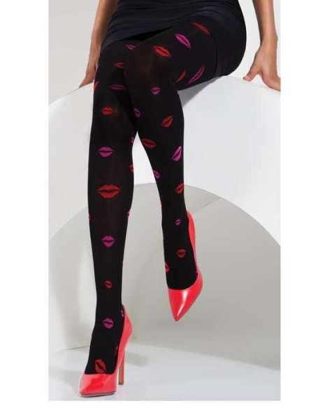 collant noir bisoux rouges