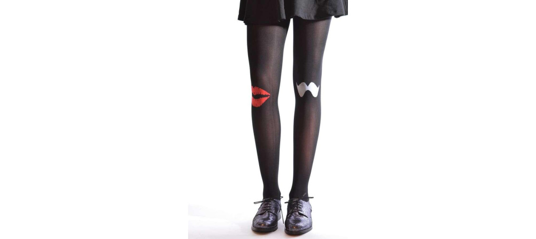 Collant noir bisoux et moustaches profil