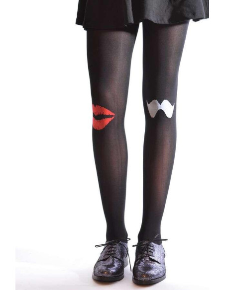 Collant noir bisoux et moustaches profil