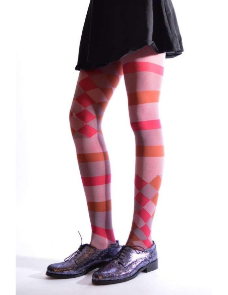 Collant Asymétrique arlequin et rayures