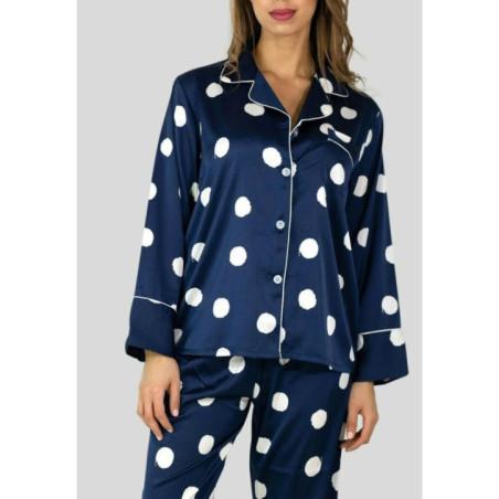 Pyjama marine Flocons Satiné  HN