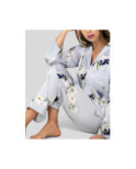 Pyjama Soyeux Gris fleuri HN