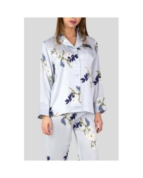 Pyjama Soyeux Gris fleuri HN