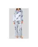 Pyjama Soyeux Gris fleuri HN