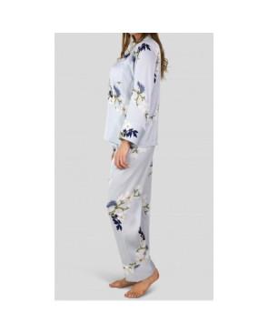  Ensemble de nuit pyjama en satin gris imprimé fleuri