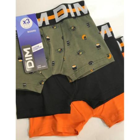 Boxer Enfant Dim un lot de 3 à petit prix kaki